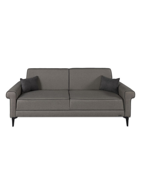 Divano letto Silvera 3 posti tessuto spigato grigio marrone - Kallea