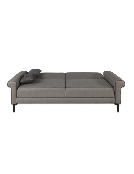Divano letto Silvera 3 posti tessuto spigato grigio marrone - Kallea