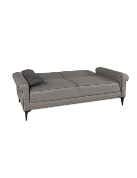 Divano letto Silvera 3 posti tessuto spigato grigio marrone - Kallea