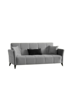 Divano Levy 3 posti in tessuto grigio con contenitore e letto - Kallea 2