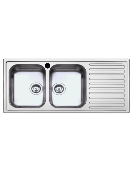 Lavello SAXT333A 2 vasche 116x50 cm gocciolatoio destro - Kallea