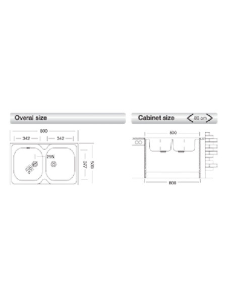 Lavello appoggio 80x50 50 series 2 vasche n214 - Kallea