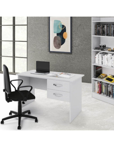 Scrivania Tiffany due cassetti 119x64x75h cm bianco frassinato - Kallea
