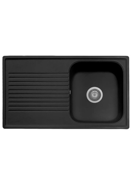Samet Lavello 86x50 Granitovero861vnep reversibile 1 vasca gocciolatoio nero - Kallea