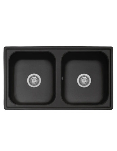 Samet Lavello 86x50 Granitovero862vnep 2 vasche nero - Kallea