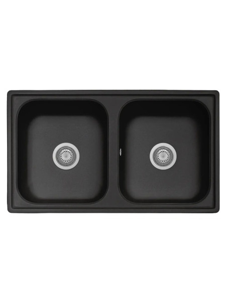 Samet Lavello 86x50 Granitovero862vnep 2 vasche nero - Kallea