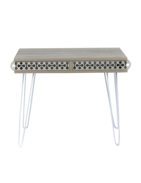 Scrivania Illia piedi in metallo bianco e piano rovere 96x51x75 HMT190642 - Kallea