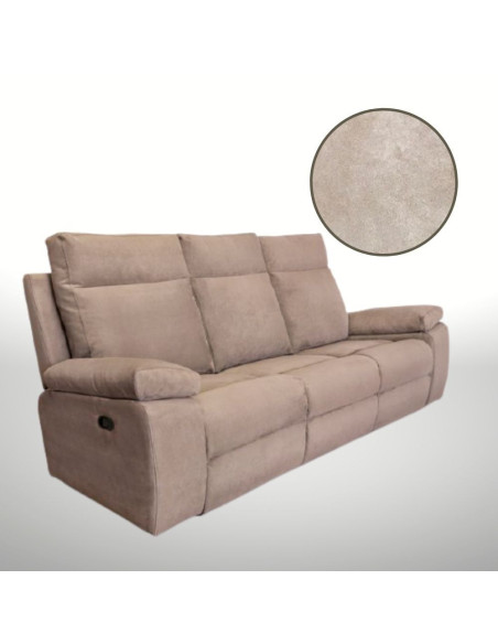 Divano Milano 3 posti 2 recliner manuali beige - Kallea