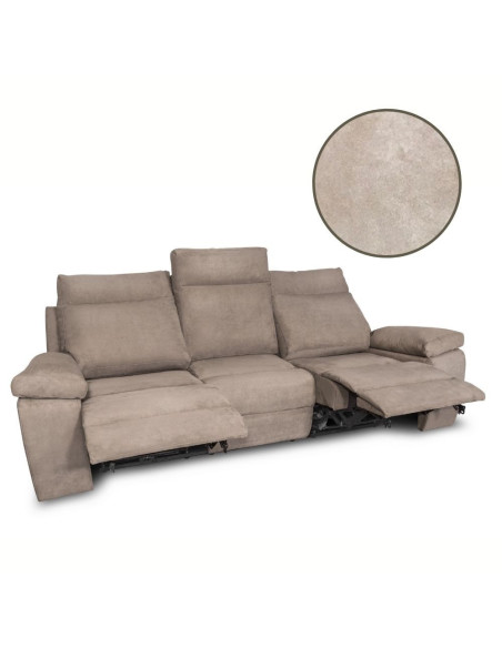 Divano Milano 3 posti 2 recliner manuali beige - Kallea