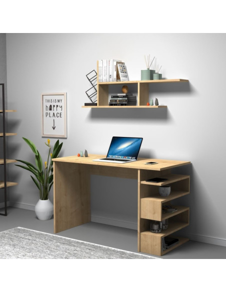 Scrivania rovere Mikro 120x56x74H cm con mensola - Kallea
