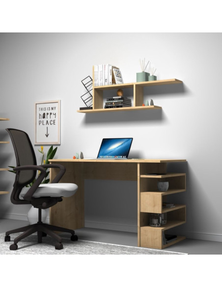 Scrivania rovere Mikro 120x56x74H cm con mensola - Kallea