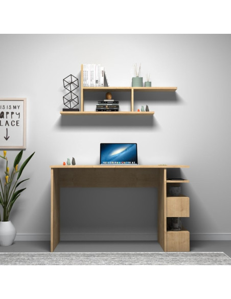 Scrivania rovere Mikro 120x56x74H cm con mensola - Kallea