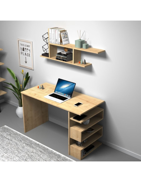 Scrivania rovere Mikro 120x56x74H cm con mensola - Kallea