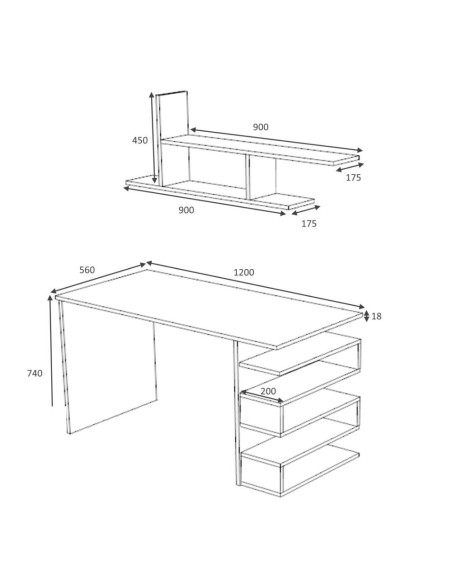 Scrivania rovere Mikro 120x56x74H cm con mensola - Kallea