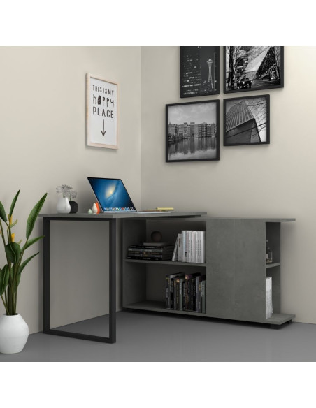 Scrivania con libreria Oslo cemento 120x60 cm - Kallea
