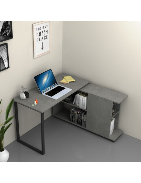 Scrivania con libreria Oslo cemento 120x60 cm - Kallea