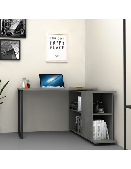Scrivania con libreria Oslo cemento 120x60 cm - Kallea