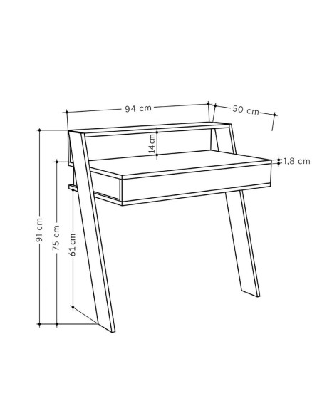 Scrivania da parete Cowork tortora con cassetto 94 cm. - Kallea
