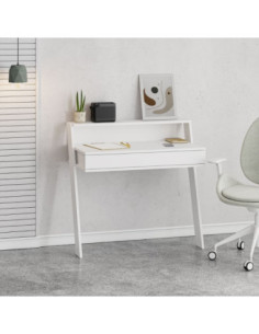 Scrivania da parete Cowork bianca con cassetto 94 cm. - Kallea 2