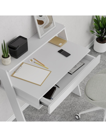 Scrivania da parete Cowork bianca con cassetto 94 cm. - Kallea