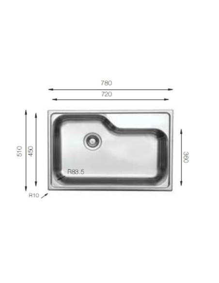 Samet Lavello da cucina DXT780 monovasca 78x51 - Kallea