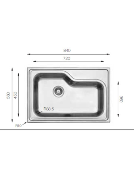 Samet Lavello da cucina DXT840 monovasca 84x56 - Kallea