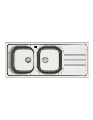 Lavello incasso cucina MP1162DX acciaio116x50 cm due vasche e gocciolatoio destro - Kallea