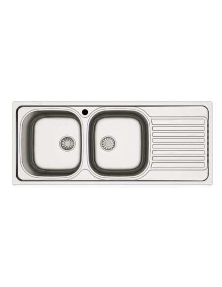 Lavello incasso cucina MP1162DX acciaio116x50 cm due vasche e gocciolatoio destro - Kallea