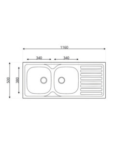 Lavello 116x50 SA138 2 vasche e gocciolatoio destro - Kallea 2