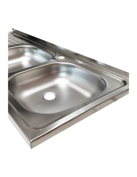 Lavello appoggio 50 series 120x50 cm 2 vasche SA127 destro - Kallea