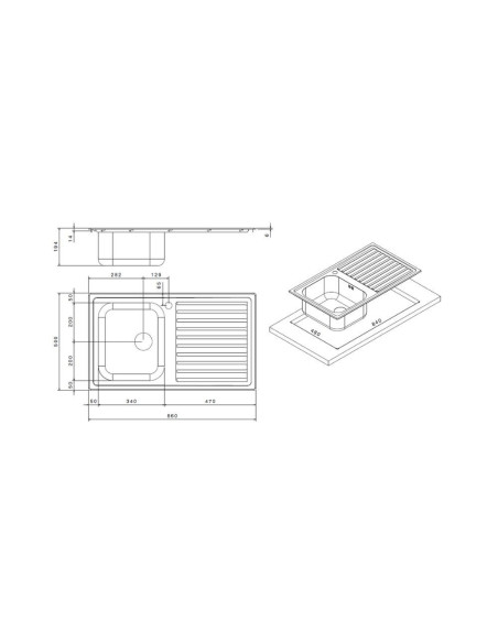 Lavello SAXT331A 86x50 cm sinistro - Kallea