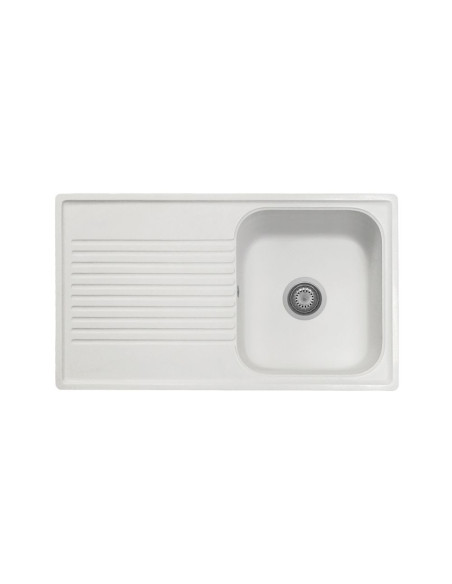 Samet Lavello 86x50 Granitovero861vbip reversibile 1 vasca gocciolatoio bianco - Kallea