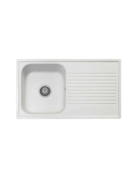 Samet Lavello 86x50 Granitovero861vbip reversibile 1 vasca gocciolatoio bianco - Kallea