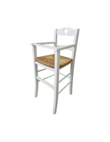 Sediolone bimbo 708 legno bianco e seduta paglia - Kallea