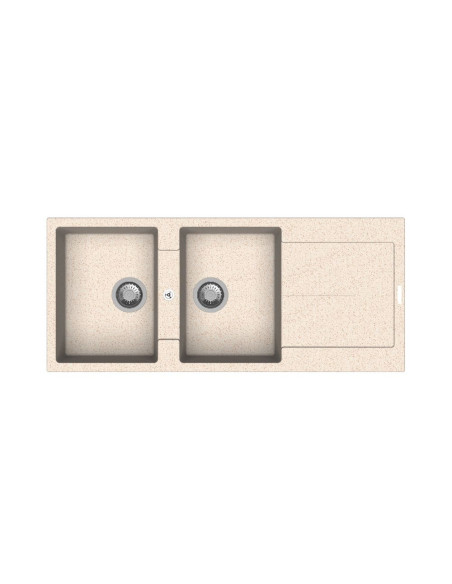 Enigma D200 lavello 2 vasche e gocciolatoio avena - Kallea