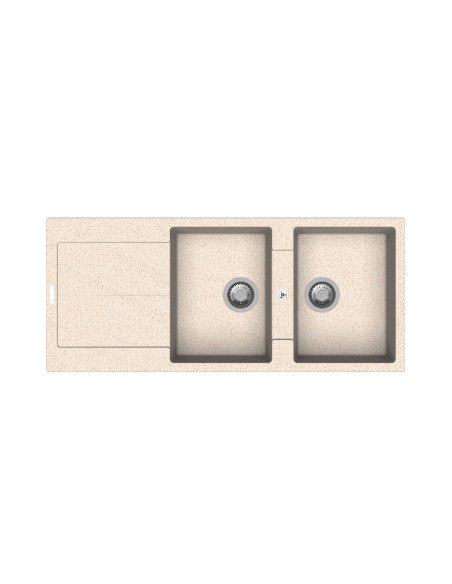 Enigma D200 lavello 2 vasche e gocciolatoio avena - Kallea