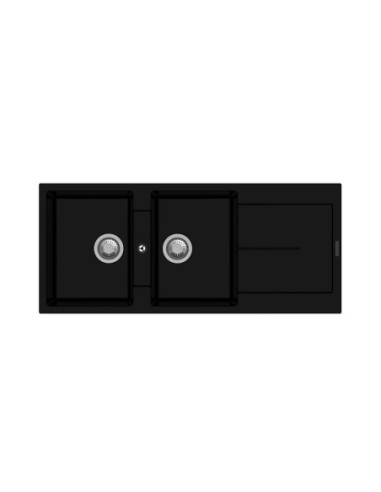 Enigma D200 lavello 2 vasche e gocciolatoio nero - Kallea