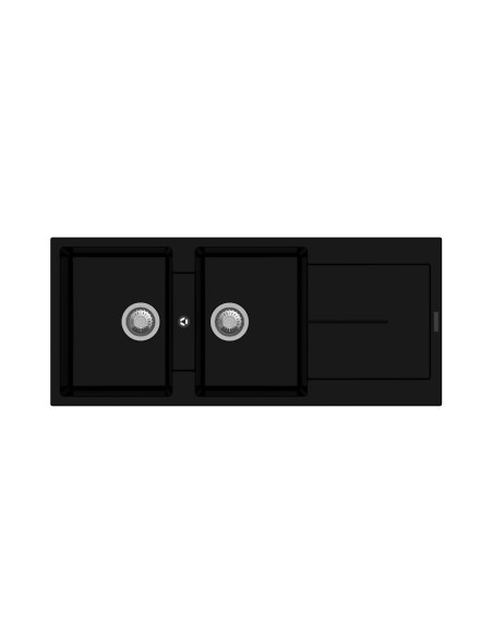 Enigma D200 lavello 2 vasche e gocciolatoio nero - Kallea