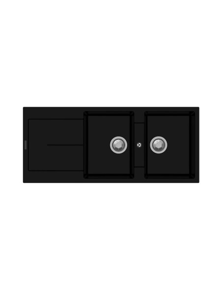 Enigma D200 lavello 2 vasche e gocciolatoio nero - Kallea