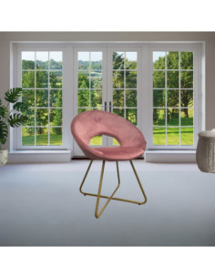 Poltroncina Etere in velluto rosa con gambe in metallo dorato - Kallea 2