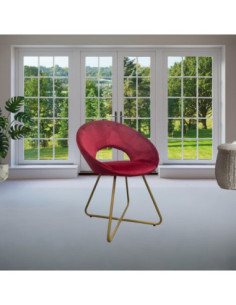 Poltroncina Etere in velluto rosso con gambe in metallo dorato - Kallea 2