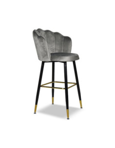 Sgabello Estro in velluto grigio con terminali dorati - Kallea 2