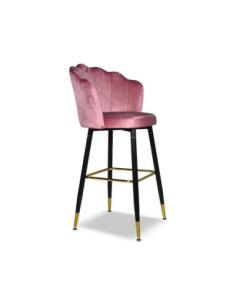 Sgabello Estro in velluto rosa con terminali dorati - Kallea 2