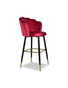 Sgabello Estro in velluto rosso con terminali dorati - Kallea 2