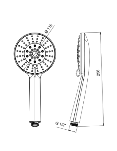 Doccetta Jacuzzi serie Light anticalcare in ABS 5 getti art. 1291143AC00 cromato - Kallea 2