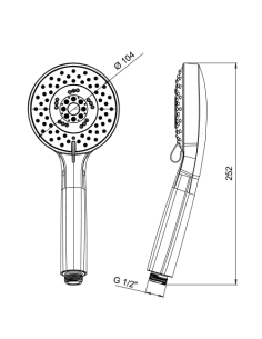 Doccetta Jacuzzi serie Splendente anticalcare in ABS 5 getti art. 1291142AC00 cromato - Kallea 2
