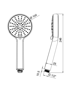 Doccetta Jacuzzi serie Aura anticalcare in ABS 3 getti art. 1291141AC00 cromato - Kallea 2