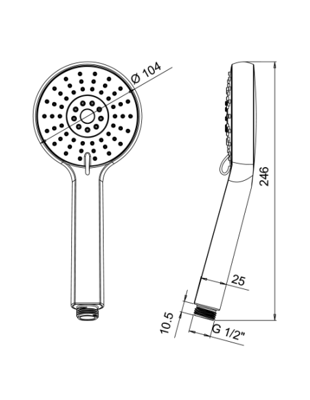 Doccetta Jacuzzi serie Aura anticalcare in ABS 3 getti art. 1291141AC00 cromato - Kallea