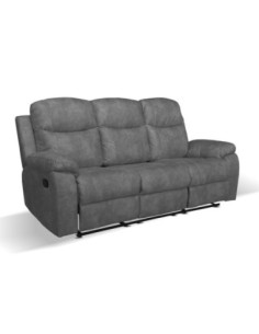 Divano Chicago 3 posti reclinabile in tessuto Ranger 11 grigio scuro - Kallea 2