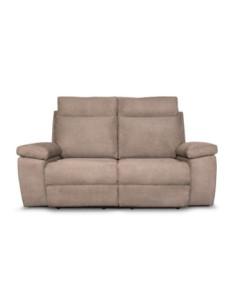 Divano Milano 2 posti 2 recliner manuali in nabuk Mozart 93 tortora - Kallea 2